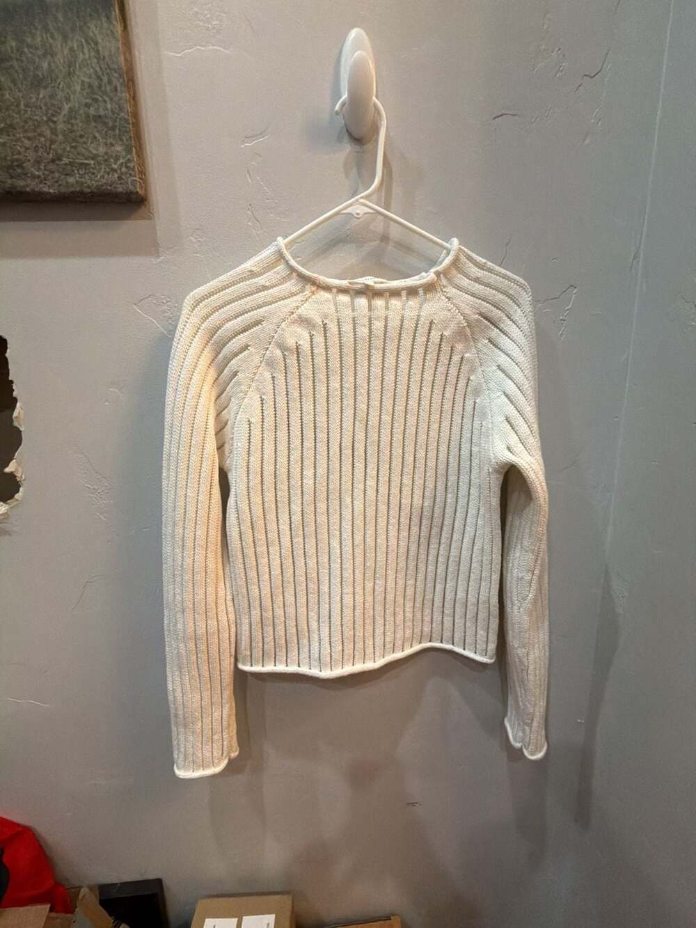 Böhme Women's Cream Rib-Knit Long Sleeve Sweater